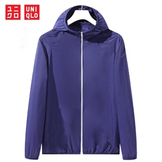 Uniqlo เสื้อแจ็กเก็ตแขนยาว มีฮู้ด แต่งซิป สําหรับผู้หญิง