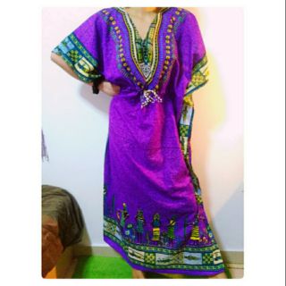 เดรส จังโก้ โบฮีเมียน เดรสยาว เดรสชนเผ่า เดรสoversize เดรสวินเทจ Women Kaftan Dashiki Dress Boho Hippie Plus Size