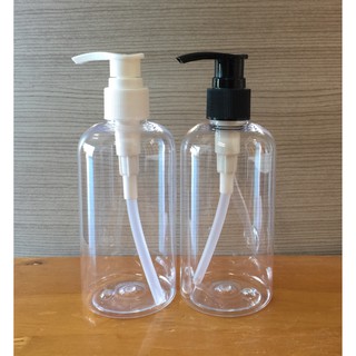 ขวดพลาสติกใส 250ml พร้อมปั๊มสีดำหรือขาว