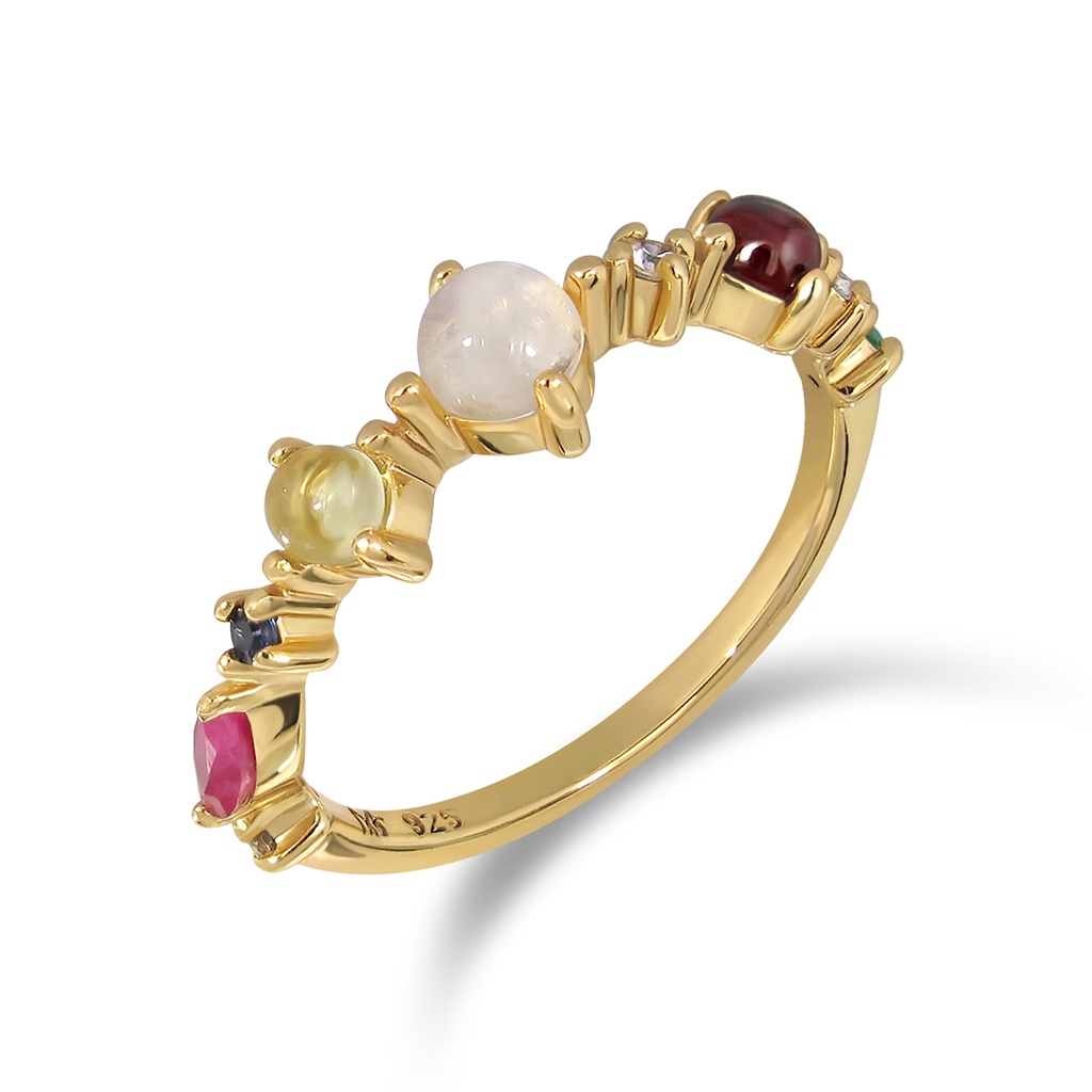 Mizuchol (งานสั่งทำ) แหวนนพเก้า เงินแท้ พลอยแท้ เพชรแท้ Nine Lucky Gems Ring | Series Hope