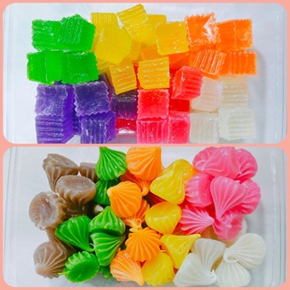 ขนมวุ้นกรอบและขนมอะลัวคละสีหนัก400กรัมราคาเพียง60บาท ค่ะ