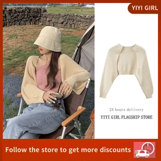【Ready Stock】Cardigan Sunscreen Knitted Cardigan Women loose Long-sleeved short top
