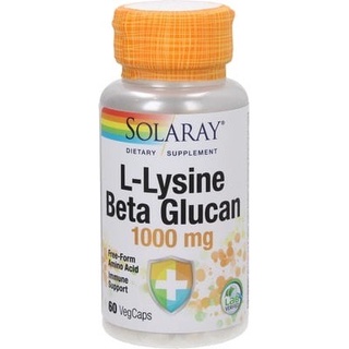 Solaray, L-Lysine &amp; Beta Glucan, 1,000mg, 60 VegCaps ไลซีน HCI เบต้ากลูแคน