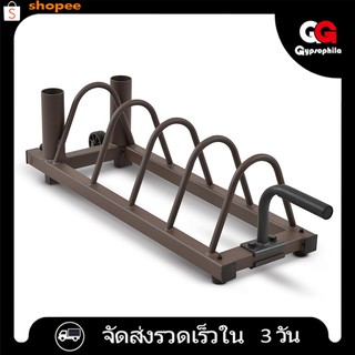 （เครื่องออกกำลังกาย มีการรับประกัน）ชั้นวางดัมเบล gym weight plate rack พร้อมโครงเหล็กและล้อเคลื่อนย้าย สีน้ำตาล ดัมเบล เ