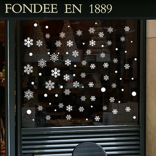 ❤️ราคาถูก❤️ใหม่ เกล็ดหิมะสีทองสีขาว คริสต์มาส ปีใหม่ วันขึ้นปีใหม่ ของตกแต่ง สติ๊กเกอร์ติดผนัง ร้านหน้าต่าง กระจกหน้าต่า