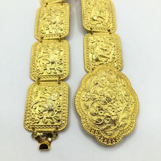 Vintage jewelry เครืองประดับโบราณเข็มขัดดอกไม้อีสานชุดล้านนาไทหัวเข็มขัดเงินโบราณสีทองthai belts