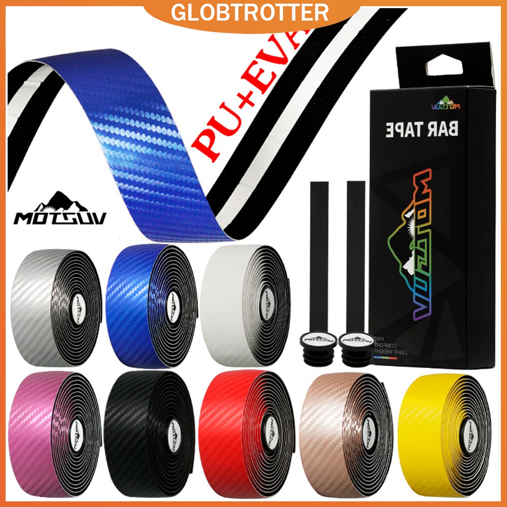 Globetrotter 2PCS ผ้าพันแฮนด์จักรยานเสือหมอบ ผ้าพันแฮนด์ลายพราง เทปพันแฮนด์พร้อมจุก สีสวย