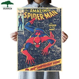 Dlkklb สติกเกอร์โปสเตอร์ ลายการ์ตูน Spider-Man สไตล์วินเทจ คลาสสิก ขนาด 51x36 ซม. สําหรับตกแต่งผนังบ้าน หอพัก