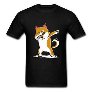 เสื้อยืด พิมพ์ลาย Techno Dabbing Shiba Inu Dog Dance Rock Music DJ Corgi Terrier ขนาดเล็ก แบบเรียบ สําหรับผู้ชาย