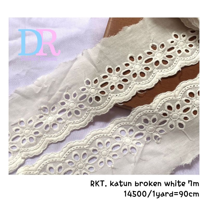 KATUN ลูกไม้ผ้าฝ้าย BROKEN WHITE & WHITE ขนาด 7 ซม.