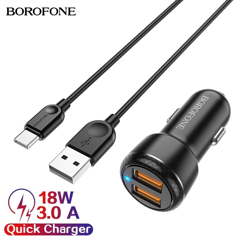 Borofone BZ17 18W Car Charger 3A Car Charger Fast Charge USB Car Charger Quick Charge Charger Adapte
