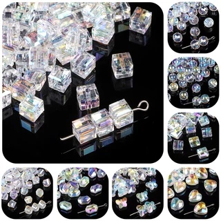 แฟชั่นคริสตัล AB สีลูกปัด Faceted แก้วคริสตัลลูกปัดสําหรับต่างหูสร้อยคอสร้อยข้อมือ DIY เครื่องประดับทําอุปกรณ์เสริม