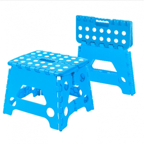 GlobalHouse SAKU เก้าอี้สตูลพับหิ้วได้  TG59228 ขนาด 23x19x19 ซม.ฟ้า/เทา