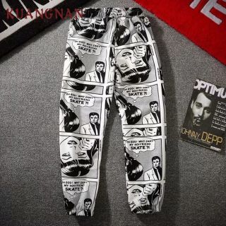 กางเกงพิมพ์ลายการ์ตูน ทรงStreetwear กางเกง Jogger Hip Hop Harem กางเกงผู้ชายเสื้อผ้า 2019 Joggers