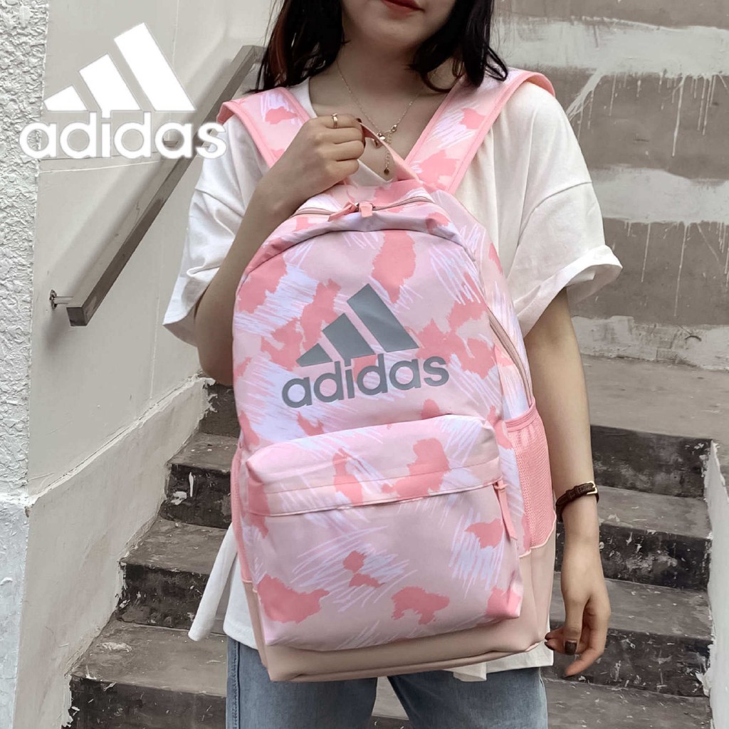 Original Adidas กระเป๋าเป้ กระเป๋าสะพายสุภาพสตรีสีชมพู