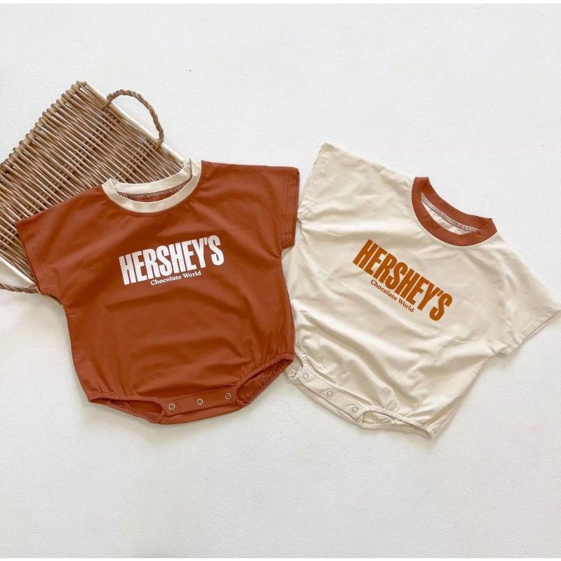พร้อมส่ง ผ้านุ่มที่สุด จั๊มสูท ชุดรอมเปอร์ Hershey's Romper สไตล์เกาหลี