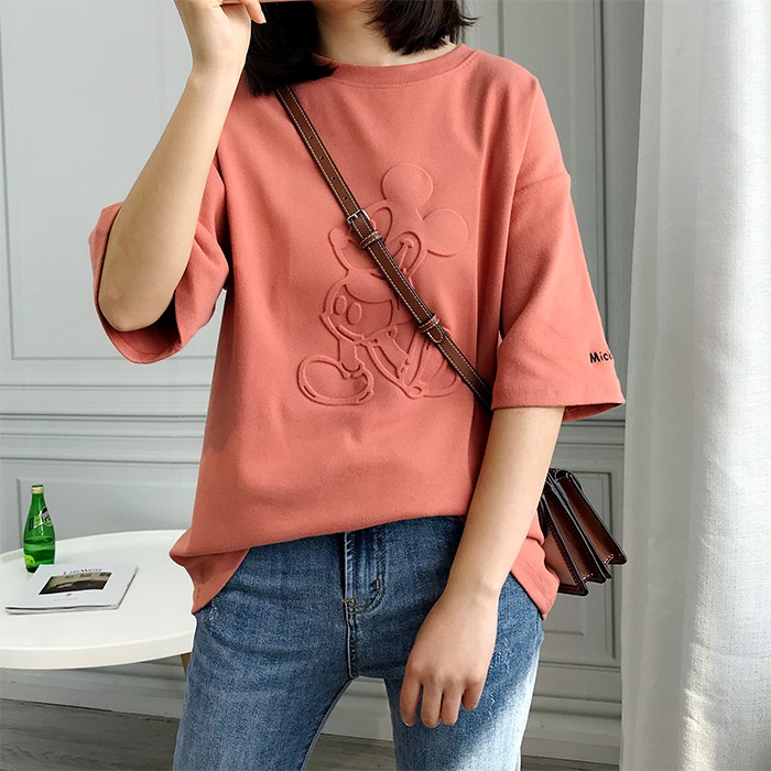 SUNDAY2020 เสื้อยืดสกรีนลายนูนการ์ตูนสุดฮิต เนื้อผ้าดีงามมากแม่ใส่ละปั๊วะแน่นอน
