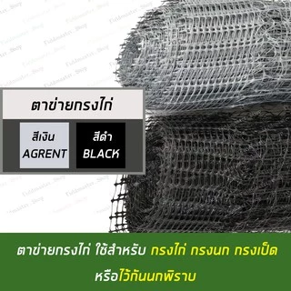 ตาข่ายกรงไก่ ตาข่ายกันนก ตาข่ายพลาสติก ป้องกันนกพิราบ กว้าง 1เมตร x 30 เมตร สีดำ/สีเงิน