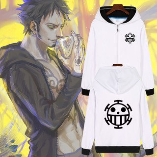 ⚓เสื้อฮู้ดกันหนาวลายสัญลักษณ์Tralfalgar Law (สีขาว) One Piece🚢