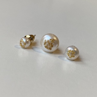 manytinythings pearl earrings ลายทอง 18k