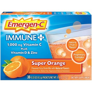 พร้อมส่ง🔥 Emergen-C Immune+ Vitamin C Plus Vitamin D &amp; Zinc Super Orange เครื่องดื่มวิตามินซี วิตามินดี ซิงค์ Emergen