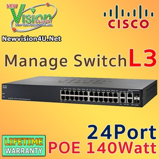 Cisco SF300-24PP 24-port 10 100 PoE+ Managed Switch Layer 3  ///  PoE 180 Watt ///