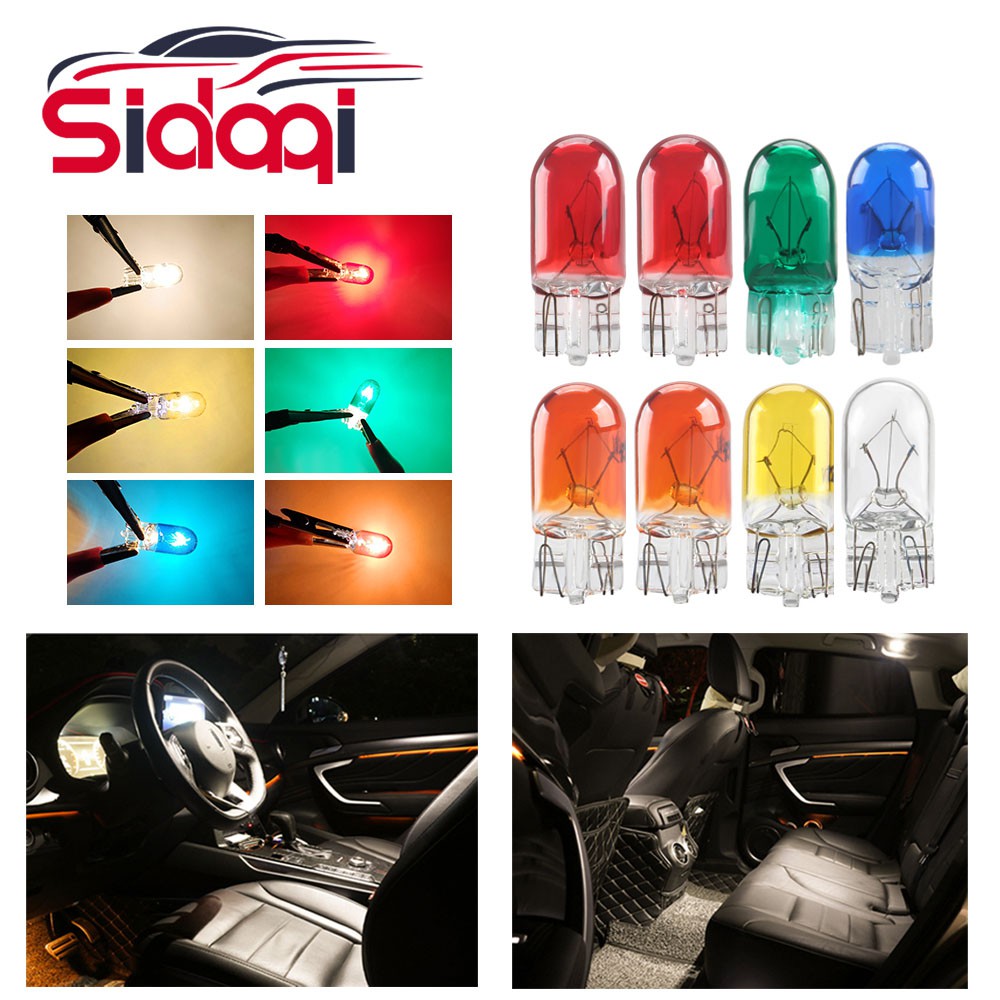 1 ชิ ้ น T10 W5W LED รถหลอดไฟอ ่ านหนังสือหลอดไฟฮาโลเจน 194 168 สําหรับรถ Gap Light Amber สีฟ ้ าสีเหลืองสีแดงโคมไฟแก ้ ว