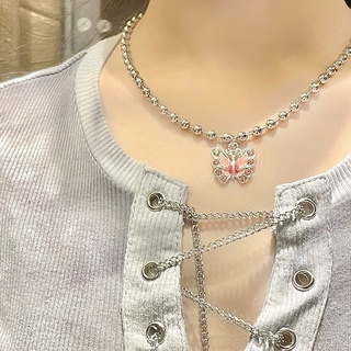 necklace butterfly pink