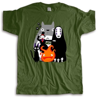 tshirtเสื้อยืดคอกลมฤดูร้อนเสื้อยืดท็อป ทรงหลวม พิมพ์ลาย My Neighbor Totoro Studio Ghibli แฟชั่นฤดูร้อน สําหรับผู้ชาย และ