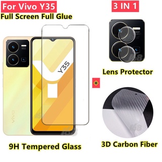 ฟิล์มกระจก Vivo Y35 Y77 Y76 Y02S Y33T Y33S Y21 Y21T ฟิล์มกระจกนิรภัย ฟิล์มหลังเคฟล่า ป้องกันหน้าจอ และเลนส์กล้อง สำหรับ