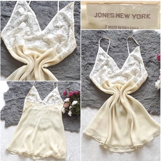 มือ2 ชุดนอนไม่ได้นอน ชุดนอนเซ็กซี่มือสอง sexy แบรนด์ Jones New York มินิเดรส สีเหลืองอ่อน