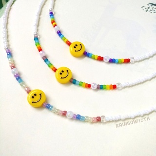 🌈☺️สร้อยสีรุ้งหน้ายิ้ม มีลูกปัดสีรุ้งหลายแบบให้เลือก☘️