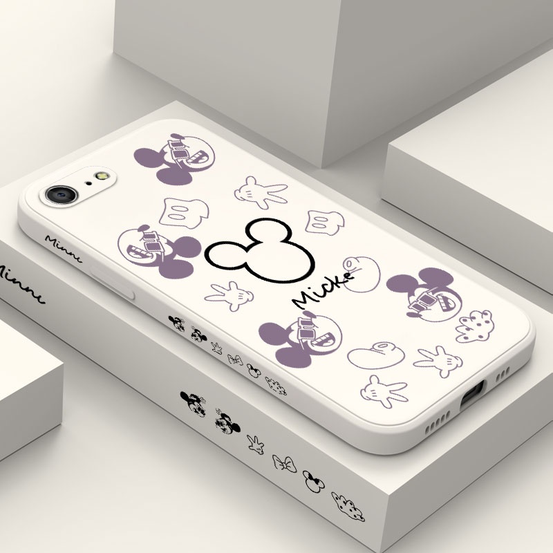 เคสโทรศัพท์มือถือ ซิลิโคน ลายหนูแฮปปี้ มีลายด้านข้าง สําหรับ IPhone 8 7 Plus SE 2020 6 6S Plus