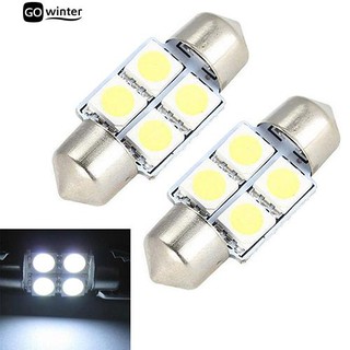 📢2 ชิ้น 31 มม. 4 Smd 5050 ไฟ Led ทรงโดมสีขาว Dc 12v