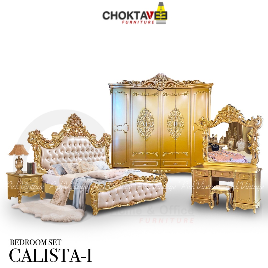 ชุดห้องนอนวินเทจ หลุยส์ เจ้าหญิง เซ็ต6ชิ้น (Platinum Gold Series) รุ่น CALISTA-I
