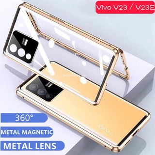 Double sided Tempered Glass Phone case Vivo Vivo V23 pro V23pro V23E V 23E V23 E Y76s Y74s 4G 5G Magnetic Magnet Metal Frame Hard Back Cover Shockproof Camera Lens Protection Casing