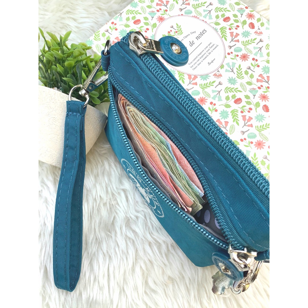 กระเป๋าผ้าใส่สตางค์ 2 ซิบ ขนาด ยาว 5.5 นิ้ว กว้าง 4.5 นิ้ว มีสายคล้องมือ ซิบหน้าใส่ธนบัตรพับครึ่งได้ #เหรียญสกรีน - รูปที่ 7