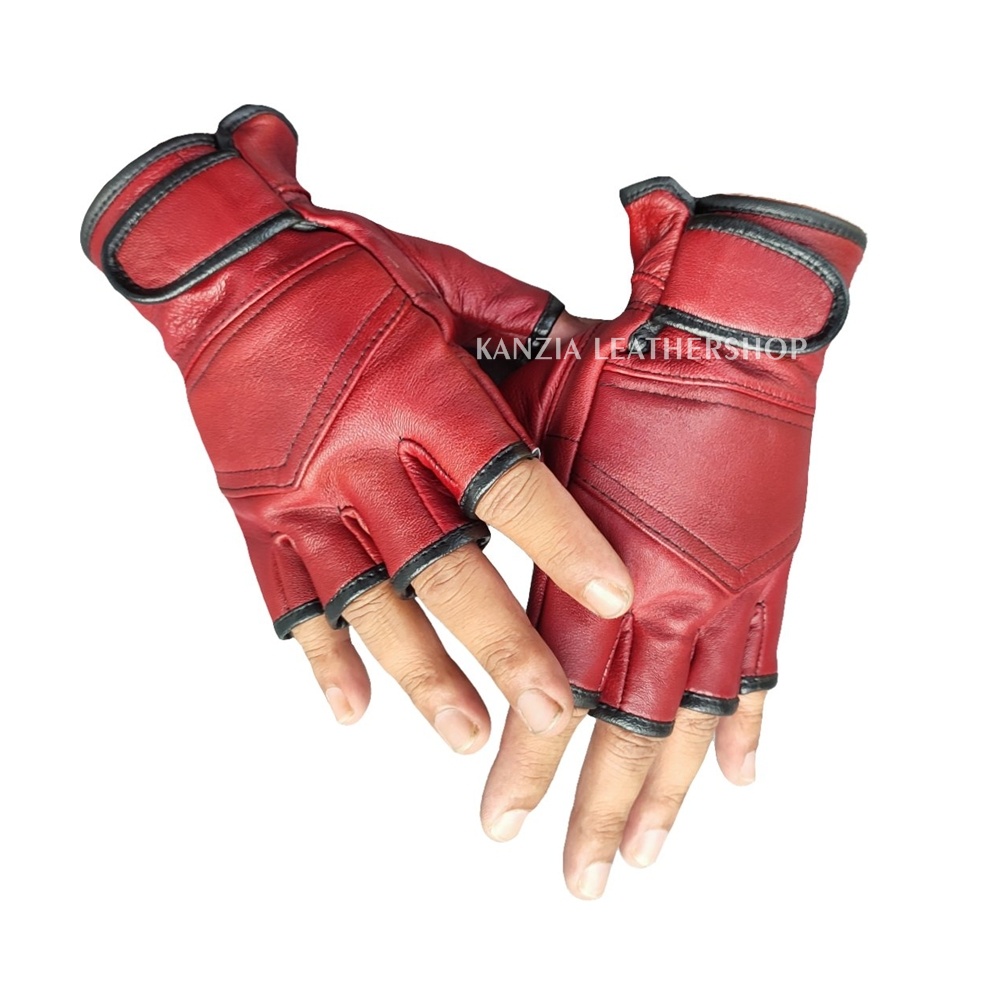 ถุงมือหนังรถจักรยานยนต์ครึ่งนิ้ว Kanzia Leathershop Yana Gloves - รูปที่ 4