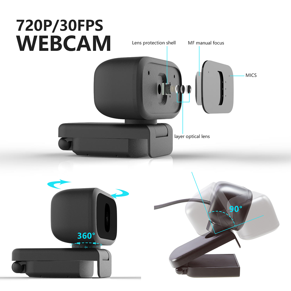 1080P 720P Webcam Professional for Online Classes and Online live 360°+90° Rotation webcam camera Built-in HD microphone #8