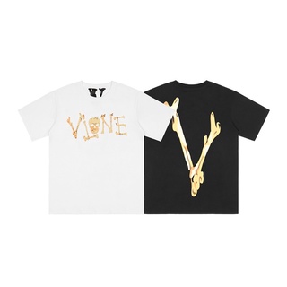 เสื้อยืดแขนสั้นลําลอง ผ้าฝ้าย พิมพ์ลาย Vlone Big V สไตล์ฮิปฮอป แฟชั่นฤดูร้อน สําหรับผู้ชาย และผู้หญิง ไซซ์ S - XL