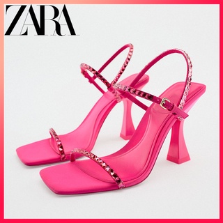 Zara รองเท้าส้นสูง เคลือบเงา สําหรับผู้หญิง