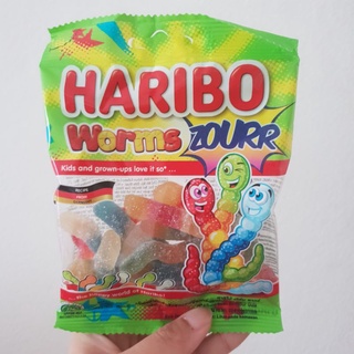 ฮาริโบ เยลลี่รูปหนอน รสเปรี้ยวจี๊ด Haribo Warms zour Jelly 80g.