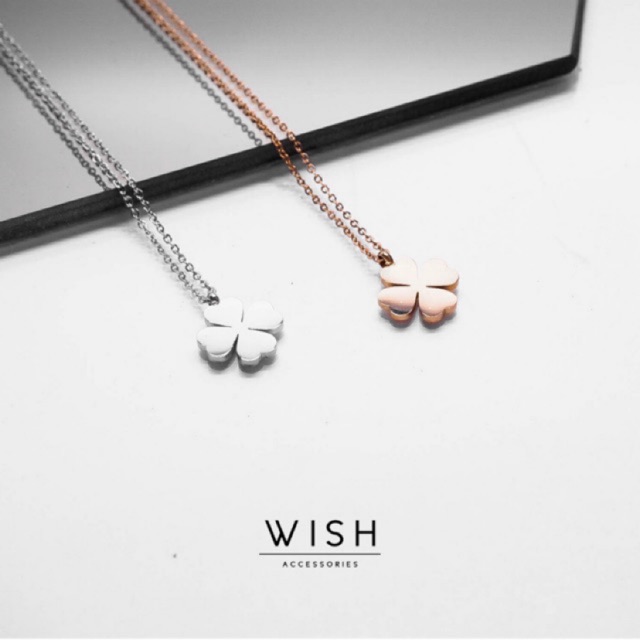 สร้อยคอเกรดพรีเมี่ยม (ไม่ลอก ไม่ดำ ไม่แพ้) WISH013 - Four leaf cover
