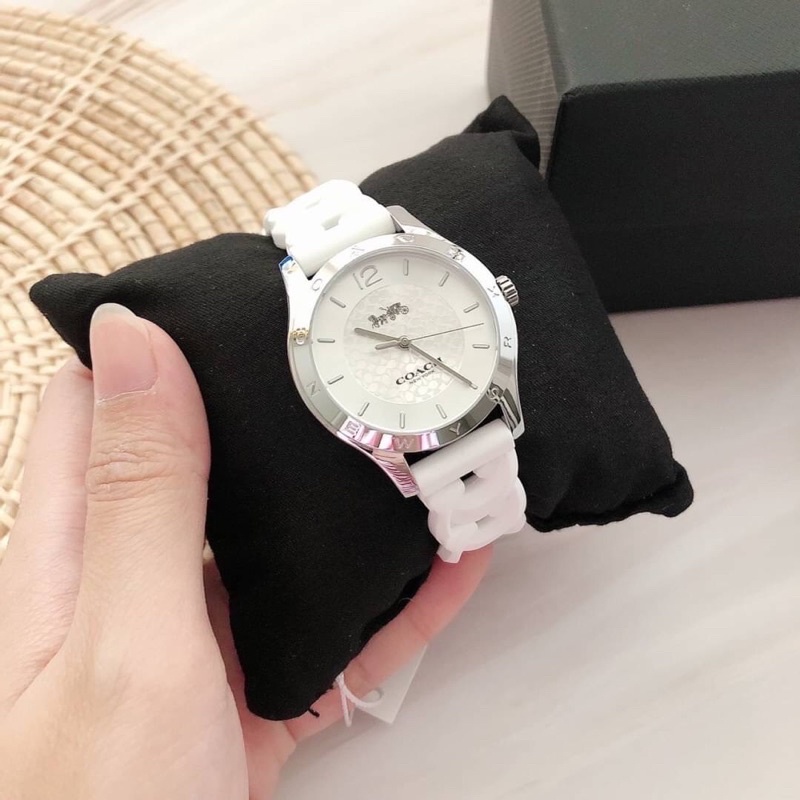 🌈นาฬิกาข้อมือ NEW Coach watch  ขนาด34มม. สายซิลิโคนสีขาว