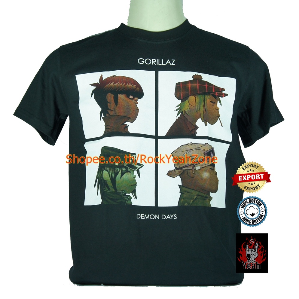 เสื้อวง Gorillaz ไซส์ยุโรป กอริลลาซ PTA585 ผ้ายืดวงดนตรีร็อค Rockyeah