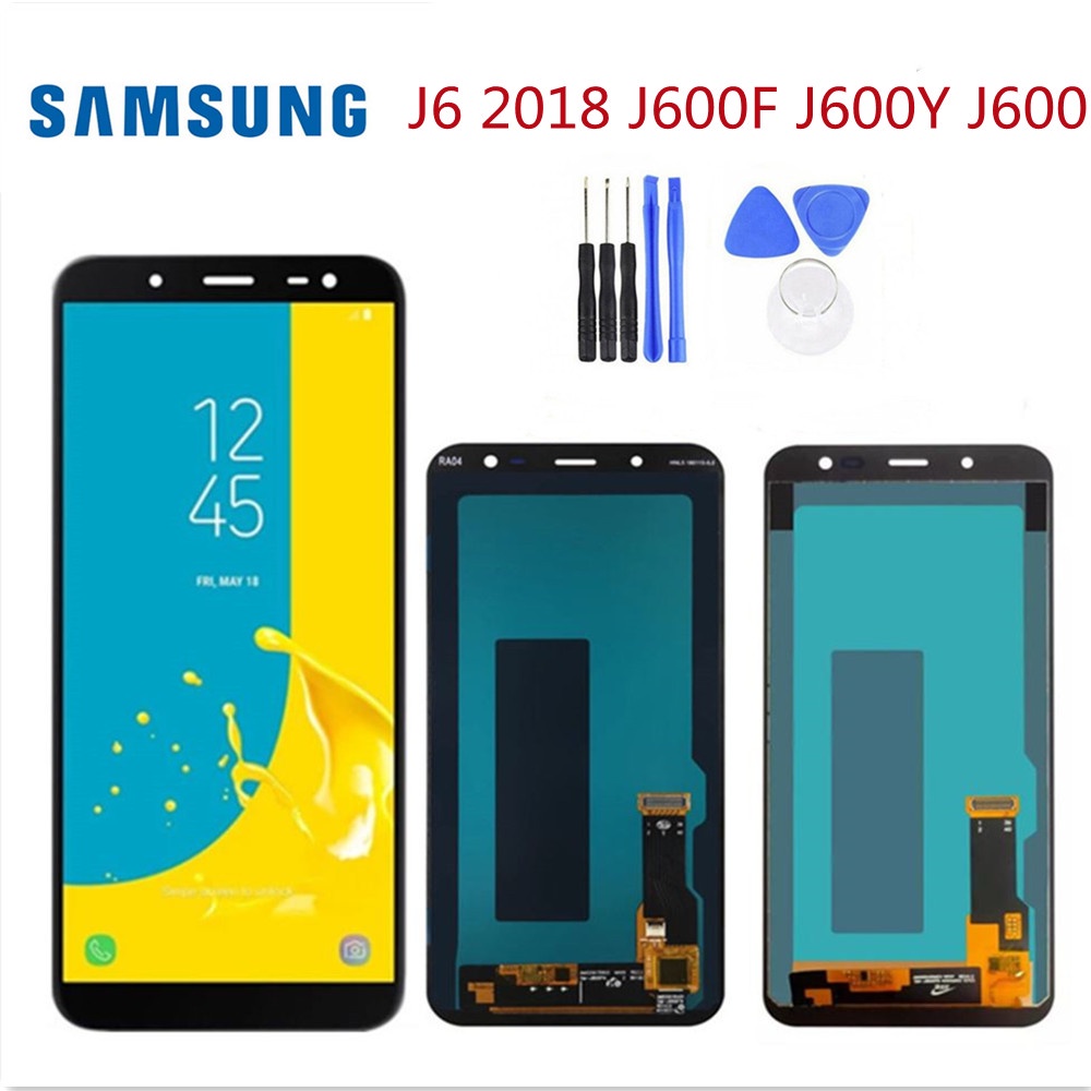 LCD สําหรับ Samsung J600 j600f j6 2018 j600gf j600g LCD LCD หน้าจอสัมผัสโทรศัพท์มือถือจอแสดงผลดิจิตอ