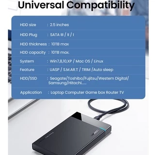 Ugreen (เฉพาะเคส) ฮาร์ดไดรฟ์ภายนอก USB 3.1 เป็น SATA III 2.5 นิ้ว