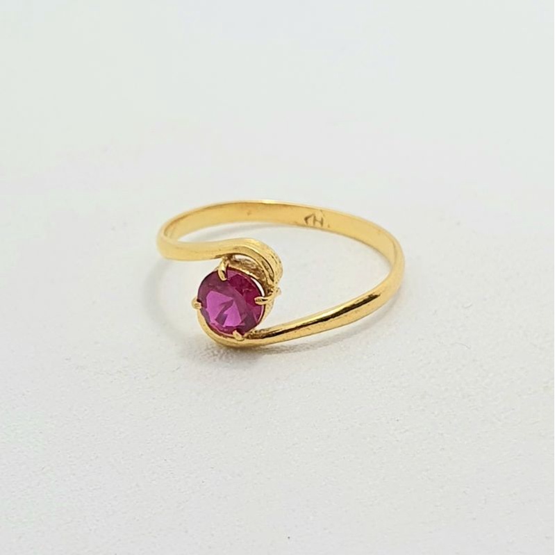 MERAH MATA 1 Gram Cross Red Eye Light Gold Ring