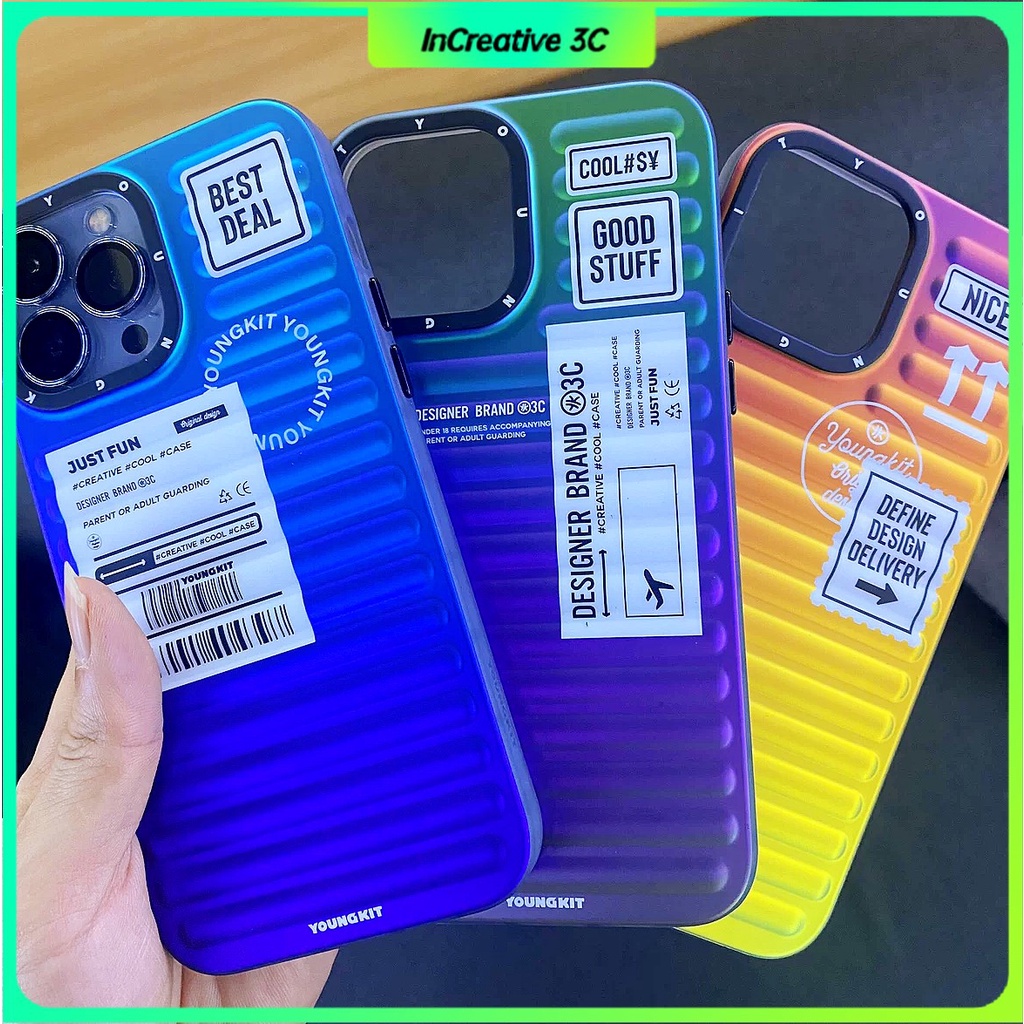 Youngkit colorful case เคสไอโฟน 15 14 13 pro max Plus เคสโทรศัพท์มือถือ ผิวด้าน กันกระแทก กันรอยนิ้วมือ กันตก ป้องกันกล้อง 3D ไล่โทนสี สําหรับ iPhone 14 13 Pro Max