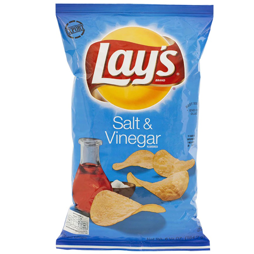 เลย์ รสเกลือและน้ำส้มสายชู Lay's Salt & Vinegar Potato Chips 184.2g.